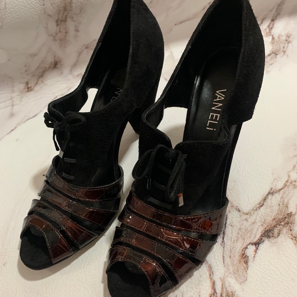 VANELi Womens Black-burgundy Heels Pumps 7